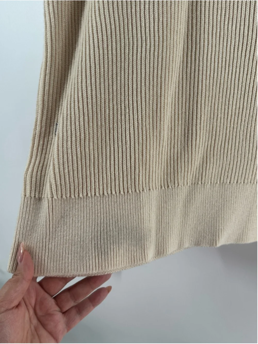 Kit & Ace 1/4 zip cream Ribbed Sweater wool blend sz lg